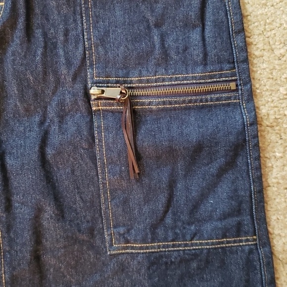 ROUTE 66 dark wash denim skirt leather trim adjustable waist summer fall winter - Picture 5 of 12